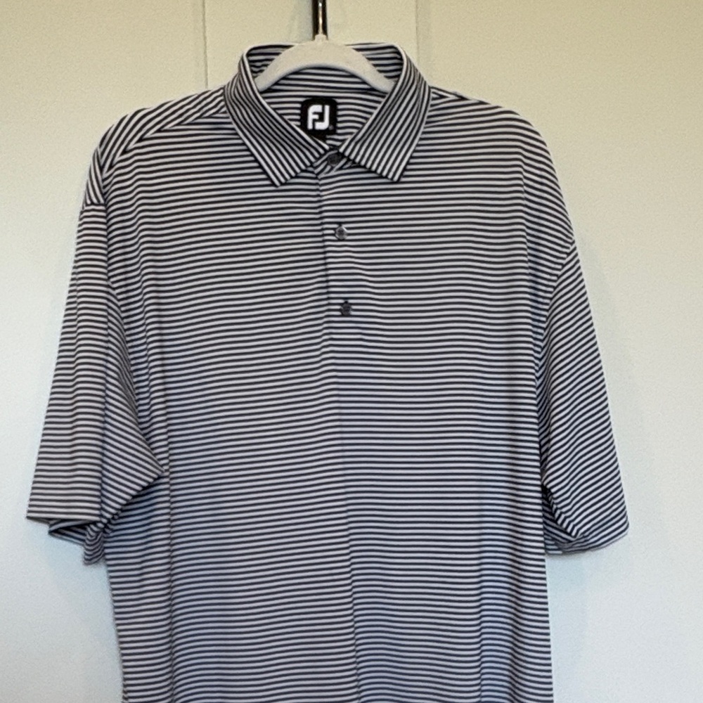 FootJoy Men’s Navy and White Striped Performance Polo